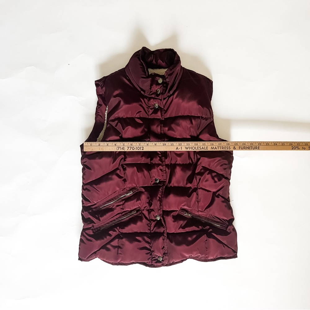 Ci Sono Maroon Puffer Vest XL Sherpa Lined No Hood - Picture 4 of 10